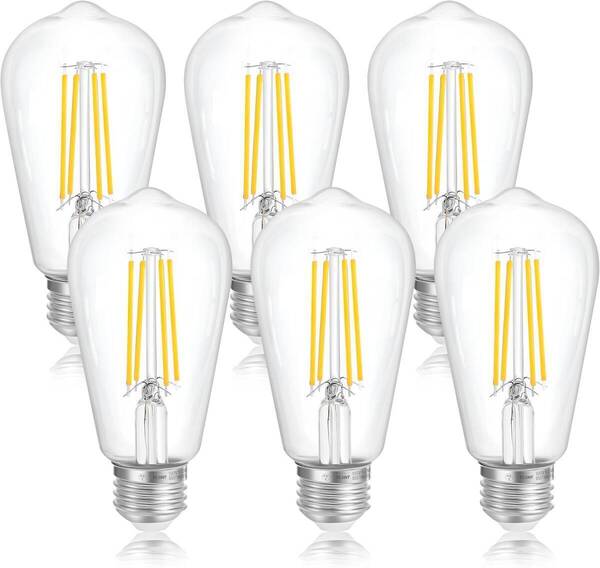 FLSNT LED電球 E26口金 60W形相当 電球色 エジソン電球 6W 806lm 2700K フィラメント電球 エジソンランプシャンデリア用 レトロ電球 6個入