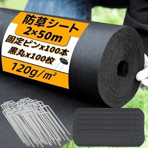防草シート 除草シート 防そうシート 防草シート 不織布 防草 シート 雑草防止シート 2×50m 不織布 固定ピン付き