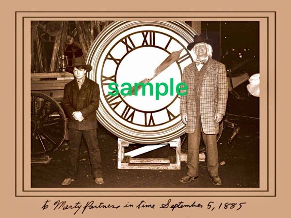 【送料込み】Back to the future 3 時計台記念フォト 写真 マイケルJフォックス デロリアン バックトゥザフューチャー