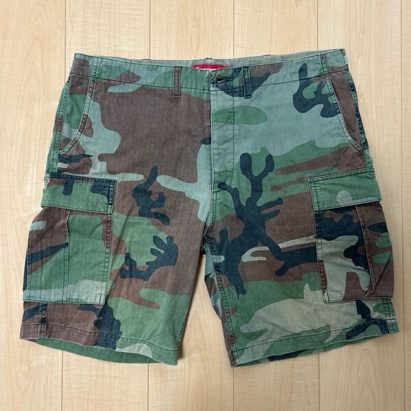 11SS SUPREME シュプリーム Cargo Shorts カーゴ ショート パンツ size W36 月桂樹ボタン カモフラ 迷彩