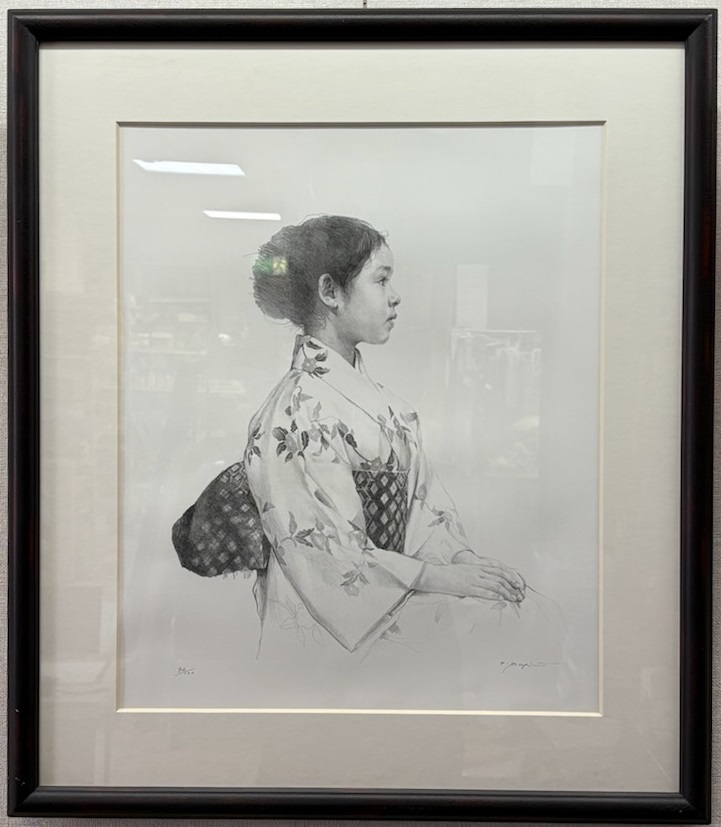 藤井 勉 『少女』 リトグラフ（石版画）+手彩色 : 内田画廊