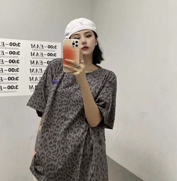 ★新品★ ヒョウ柄 ビッグシルエット Tシャツ 半袖シャツ レオパード 韓国 夏服