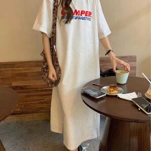 ★新品★ ワンピース チュニック Tシャツ 韓国 レディース ロング丈 ホワイト 未使用品