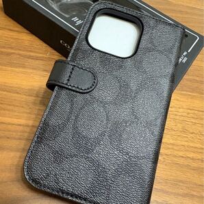 ★新品★ COACH コーチ iPhone14Pro 手帳型ケース iPhoneケース シグネチャー キャンバス ブラック