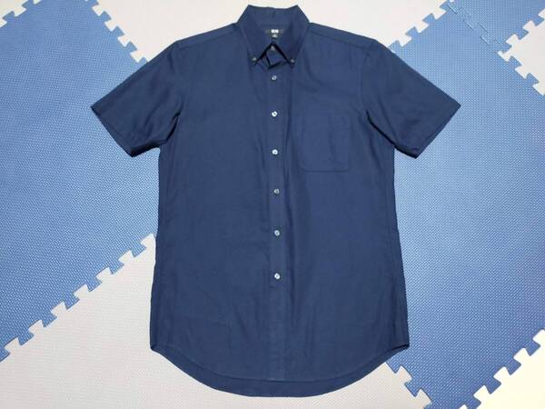 送料無料●美品●ユニクロ●UNIQLO●ボタンダウンシャツ●ドライイージー●半袖●ネイビー●S●猛暑対策●ビジネス●綺麗系●着替えに