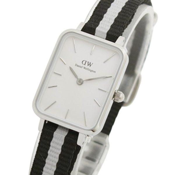 ダニエルウェリントン DANIEL WELLINGTON Quadro 20x26mm Black & Grey NATO Silver White DW00100676 腕時計 レディース ホワイト