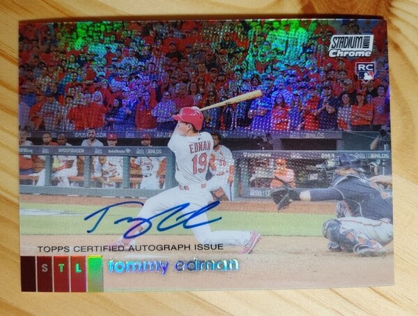 エドマン 直筆サインカード topps chrome stadium club auto rookie Tommy Edman ルーキー カージナルス ドジャース RC