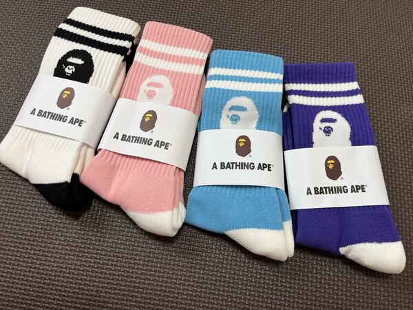 A bathing ape アベイシングエイプ 男性 ソックス man’s socks 靴下4足セット