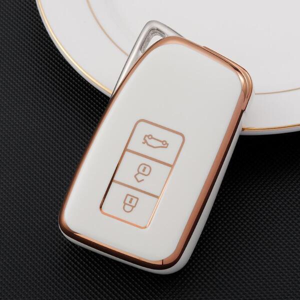 レクサス LEXUS スマートキーケース TPU キーカバー RX/IS/LX/NX/RC/GS ホワイト×ゴールド