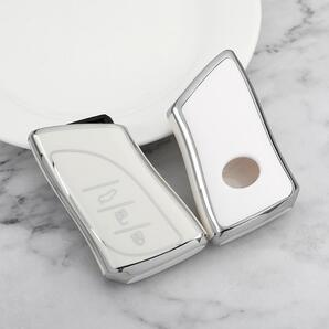 レクサス LEXUS スマートキーケース TPU キーカバー 新型NX/LC/ LS/UX/ES ホワイト×シルバー