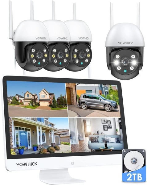 防犯カメラ 屋外 ワイヤレス 2TB HDD内蔵WiFiカメラ 夜間カラー撮影搭載 360°広角撮影 AI動体検知