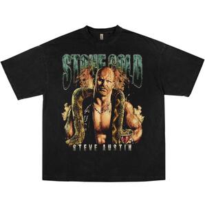 STONE COLD ストーンコールド WWE Tシャツ ブラック,/.
