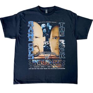レッスルマニア 2001 ザ・ロック ストーンコールド Tシャツ ブラック