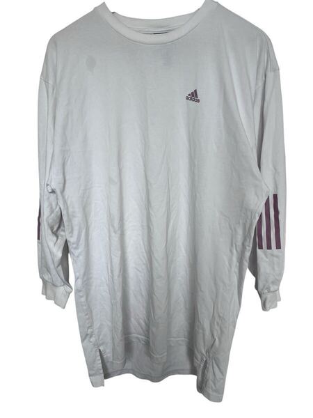 adidas アディダス 長袖 長袖Tシャツ カットソー トップス ホワイト 大きいサイズ