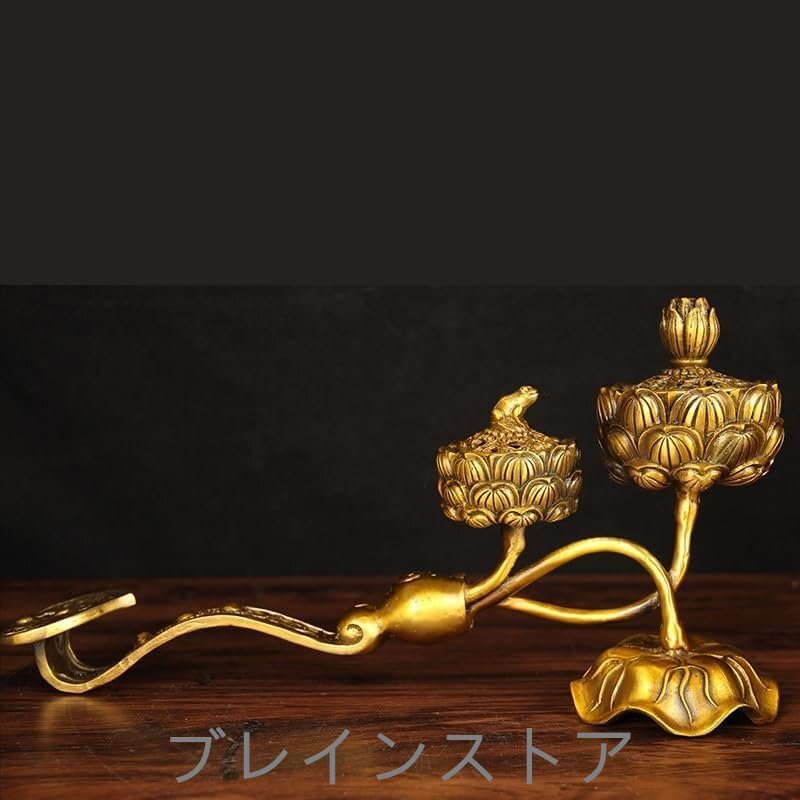 B 古銅柄香炉 江戸時代 金工 仏具 寺院 毛彫り 柄 銅製