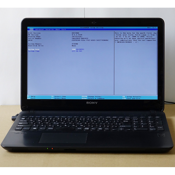 P008 SONY SVF1531GAL Core i5-4200U メモリー8GB 15.6インチ マウンター無 バッテリー付属 DVD ジャンク