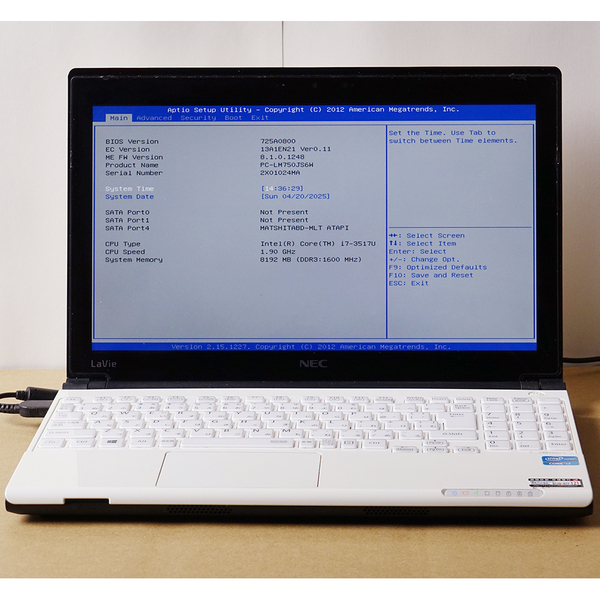 P011 NEC LM750JS6W Core i7-3517U メモリー8GB 13.3インチ マウンター有 バッテリー付属 ブルーレイ ジャンク