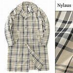【新品ブランド品】送料無料 NYLAUS ナイラス 春 秋 チェック ステンカラー メンズコート L ベージュ 洗濯可能 バルマカーン 34621-BEIGE