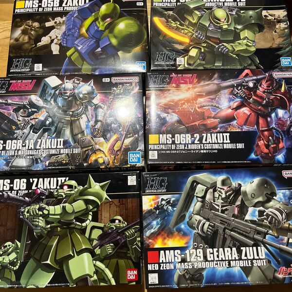 ガンプラ HGUC まとめ売り 6点 ザク ザクii ギラズール ザクii改 シンマツナガ専用ザク ジョニーライデン専用ザク