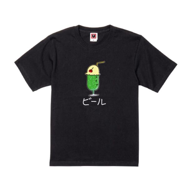 【大きなサイズ】USOT うそT クリームソーダー おもしろTシャツ 半袖Tシャツ かわいい パロディ ブラック Tee ゆるい 黒 XXL