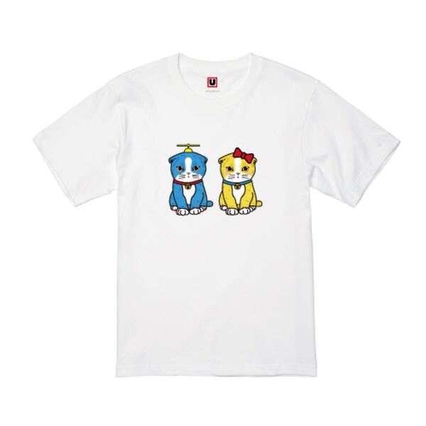 USOT うそT ドラねこ おもしろTシャツ 半袖Tシャツ かわいい パロディ Tee ゆるい ホワイト 白 XL