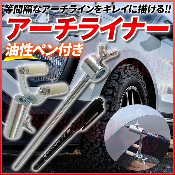 プレスライン フェンダー アーチライナー マーキング カット 車 自動車 塗装 鈑金 パテ 研磨 タイヤ 干渉 修理 リペア 黒ペン付き ホイール