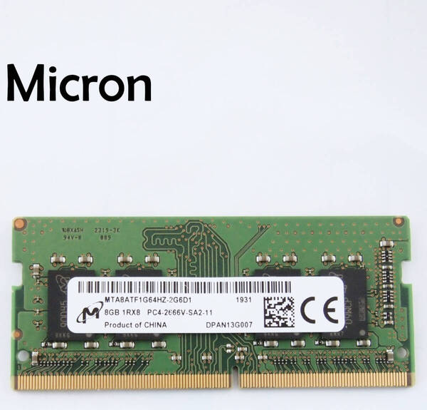 Micron CRUCIAL DDR4-2666MHz 8GB (8GB×1枚キット) MTA8ATF1G64HZ-2G6J1 動作確認済み ノートパソコン用 PCメモリ