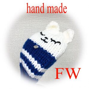 ゴルフニットヘッドカバーFW用ハンドメイド 白クマ&紺