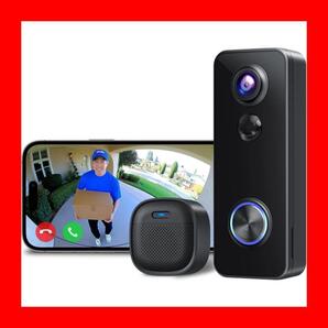 最新 2K インターホン ワイヤレス 工事不要 スマホ連動 180°超広角 防水