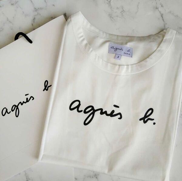 アニエスベーagnes b.半袖ロゴTシャツ ホワイトレディースLサイズ