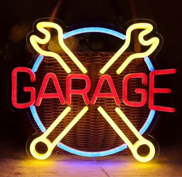 GARAGE ネオンサイン お部屋の装飾 ガレージ装飾 LED 看板 LED アメリカン インテリア ネオン看板 ネオン管 ライト ハワイ ガレージ スパナ
