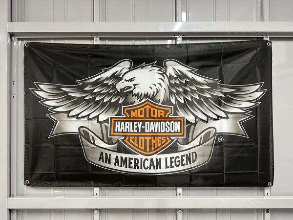 送料無料 150x90 特大フラッグ ガレージ装飾 お部屋の装飾 バナー 旗 アメリカン ハーレー タペストリー Harley-Davidson バイクガレージ