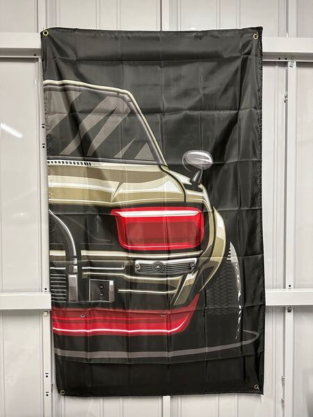 送料無料 150x90 特大フラッグ ガレージ装飾 お部屋の装飾 バナー 旗 ハコスカ タペストリー GTR 日産 NISSAN ケンメリ