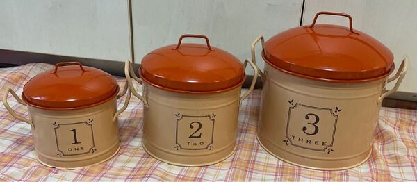 キャニスター缶 取手付き 蓋 缶 3個セット 大中小 保存容器 収納 インテリア