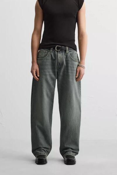 ザラ zara 31 L〜XL BAGGY FIT デニムパンツ ブルー バギー