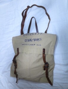 RALPH LAUREN 2WAY ショルダー バッグ ステンシル キャンバス レザー DENIM & SUPPLY USRL RRL ミリタリー