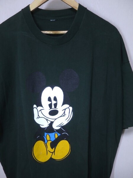 XXL 90s USA製 DISNEY ディズニー ミッキーマウス Tシャツ お座りミッキー ビッグサイズ