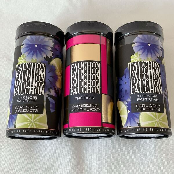 ◆送料込 即決◆ フォション FAUCHON 紅茶 3缶セット アールグレイフラワーズ2缶 ダージリンF.O.P.1缶 リーフティー 茶葉