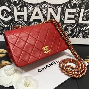 ◆◇ 極上美品 シャネル ★ CHANEL ミニ マトラッセ ミニマト チェーンショルダー ヴィンテージ レッド × ゴールド 967 ◇◆