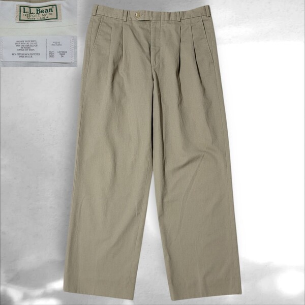 【 ほぼ未使用 】隠れた名作 80S~90S USA製 エルエルビーン L.L. Bean ツータック 34 チノパンツ XL ワイドチノ