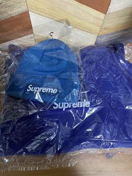 新品未使用 国内正規 supreme box logo hooded sweatshirt washed navy M beanie Blueボックス ロゴ スウェット シュプリーム 24 25 AW SS