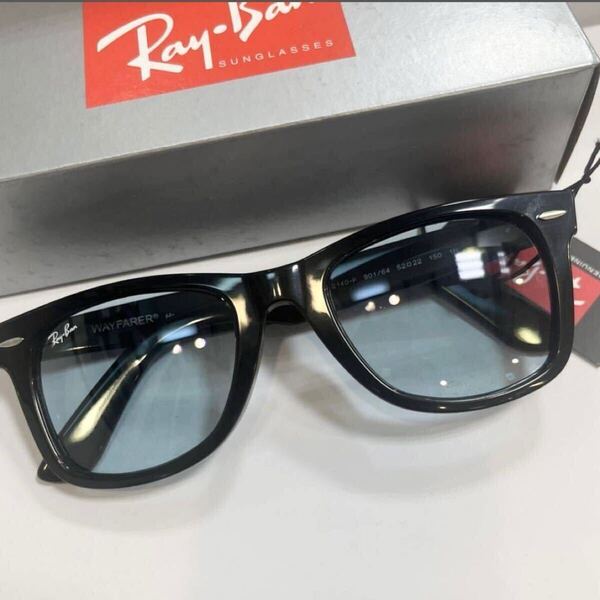 即決!即発!正規品RayBan ウェイファーラー WAYFARER RB2140F 901/64 52 BLACK/BLUE GREYアジアンフィット レイバンサングラス ケース茶