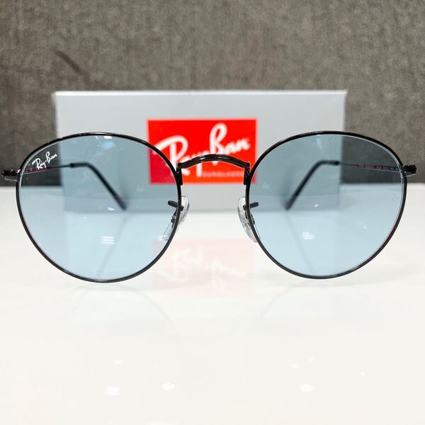 正規RayBanレイバン サングラス ラウンドメタル ROUND METAL RB3447 002/64 ブラック/ブルーグレイルックスオティカジャパン ケース黒