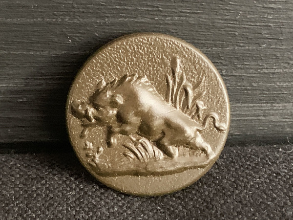 デッドストック 未使用 フランス 19世紀 R.L&F PARIS 猪 真鍮 ボタン φ25mm ハンティング ジャケット ジビエ 焚き火 メタル アンティーク