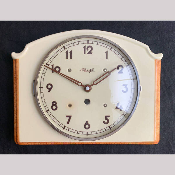 ドイツ 1940-60s Kienzle キンツレ 陶器 時計 壁掛け ウォール キッチン クロック ヴィンテージ フランス 北欧 骨董 アンティーク