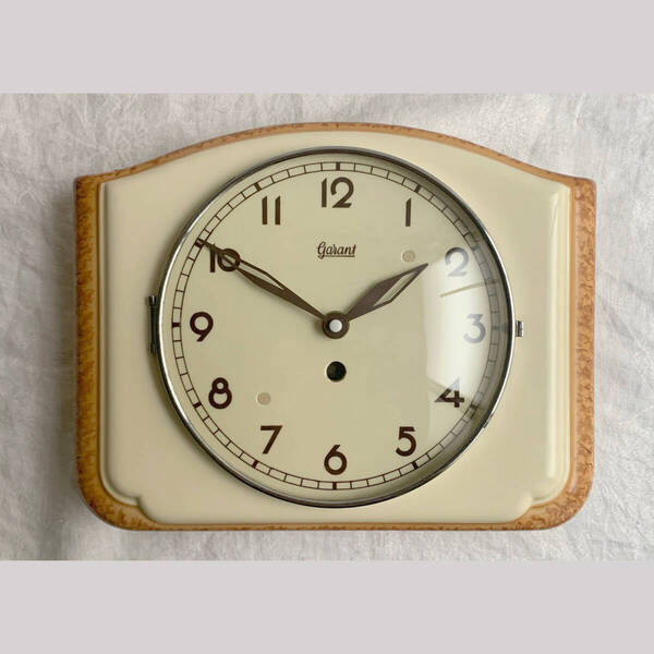 ドイツ 1940-60s garant 陶器 時計 壁掛け ウォール キッチン クロック ヴィンテージ フランス 北欧 骨董 アンティーク