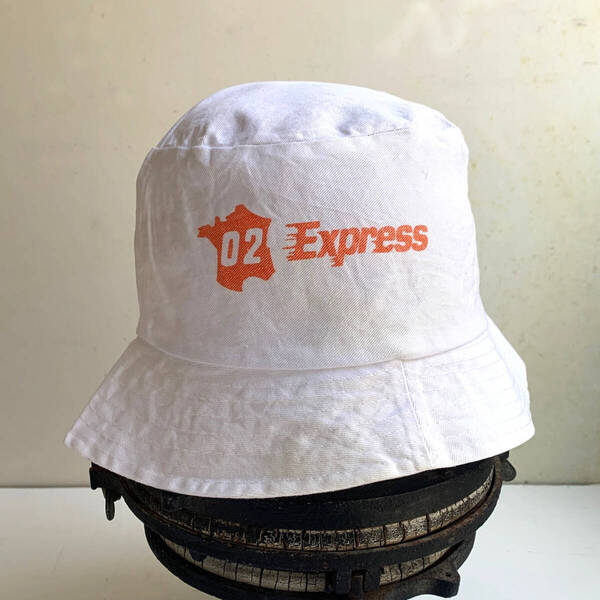 デッドストック フランス 1980s 02EXPRESS バケット ハット フレンチ ツール・ド・フランス 帽子 古着 キャップ ヴィンテージ