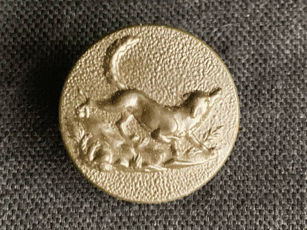 デッドストック 未使用 フランス 19世紀 R.L&F PARIS 犬 猟犬 真鍮 ボタン φ25mm ハンティング ジャケット 兎 焚き火 メタル アンティーク