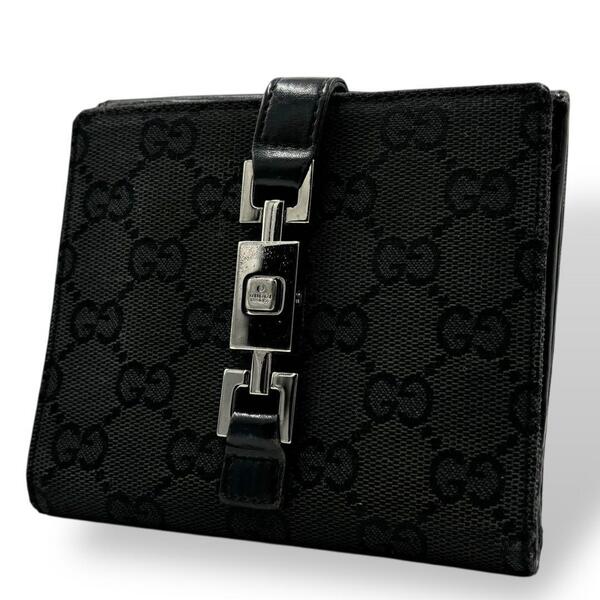 GUCCI グッチ 二つ折り財布 財布 ジャッキー GG柄 黒 ブラック