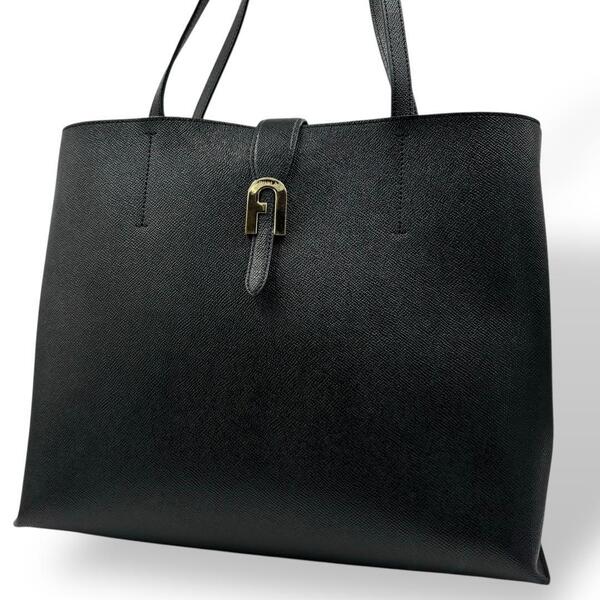美品 FURLA フルラ トートバッグ ソフィア レザー 黒 ブラック A4 大容量